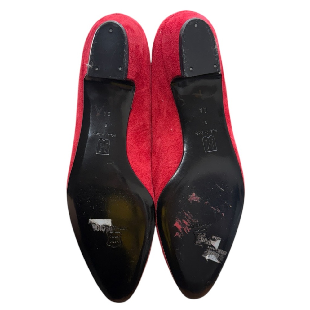 Vintage 1990s Bruno Magli Italian Designer Red Suede Loafer with Bow - Picture 5 of 5